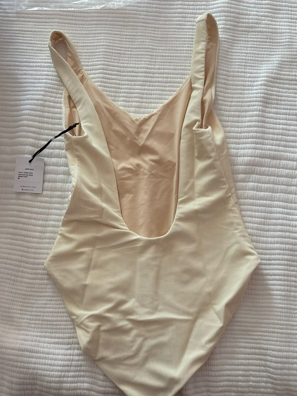 Jade Swim Cream Ribbed One-Piece Swimsuit